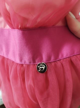 Vestito tulle Blue marine fucsia con gonna lunga