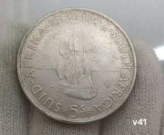 Moneta sud africa 5 scellini 1952