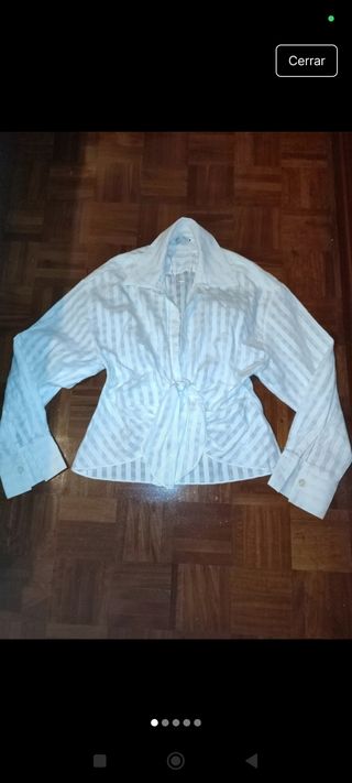 Camisa mezcla de lino lazo Zara