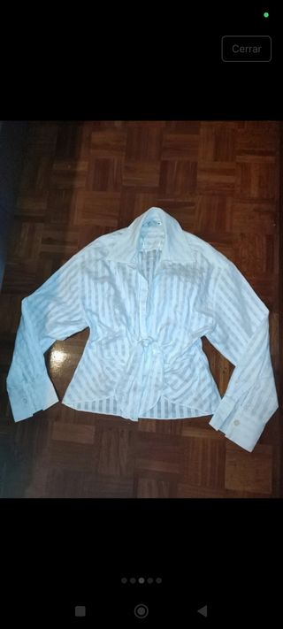 Camisa mezcla de lino lazo Zara