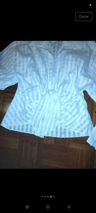Camisa mezcla de lino lazo Zara