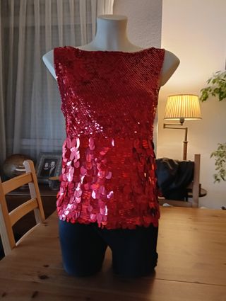 Top de lentejuelas rojo