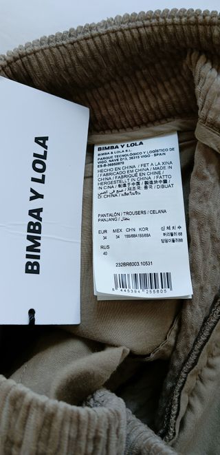 Pantalón pinzas pana labrada Bimba y Lola a estren