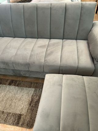 Sofa Cama Terciopelo Gris + TABURETE ! 