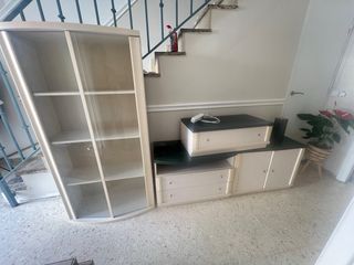 Mueble de salon y mesa comedor decapé beige