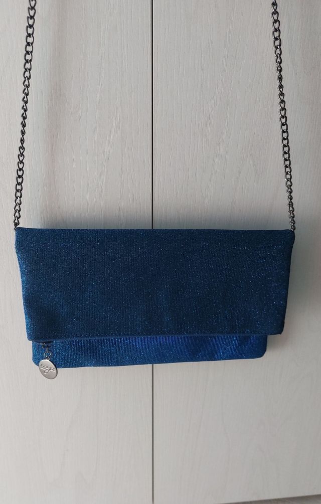 Borsetta elegante Mya blu brillantinato