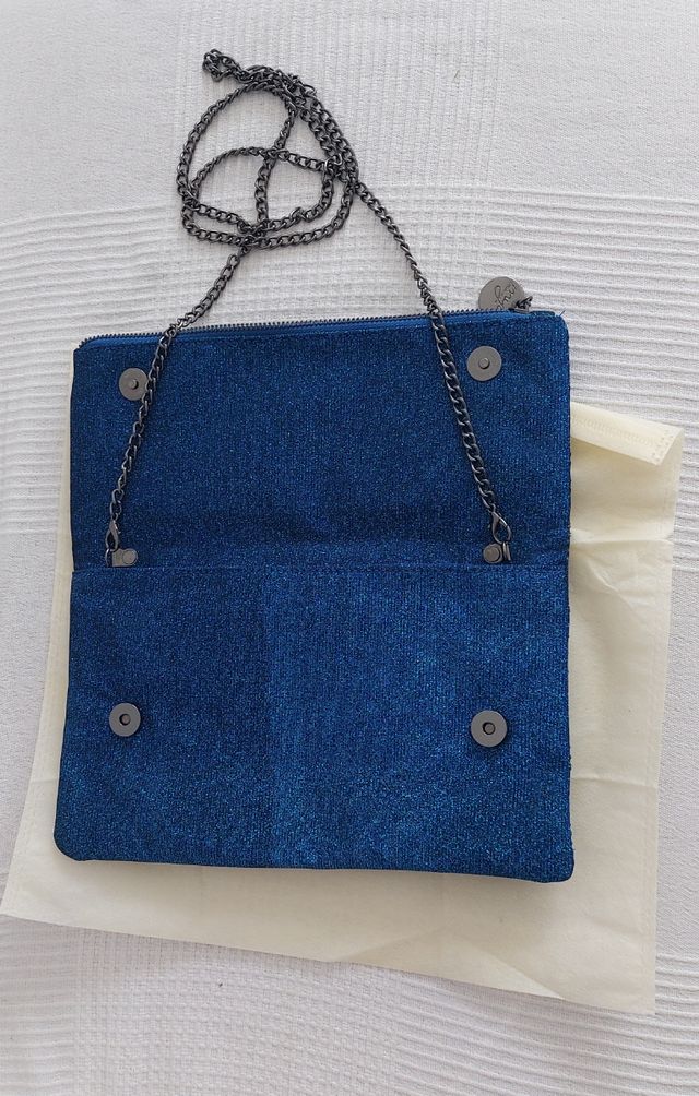 Borsetta elegante Mya blu brillantinato