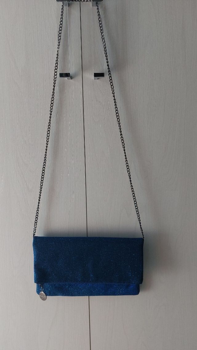 Borsetta elegante Mya blu brillantinato