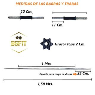 BSFIT Kit de pesas 40kg barra Mancuernas Regulable