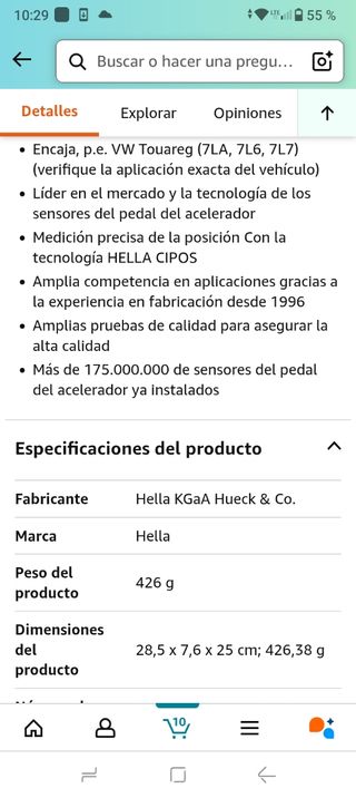Pedal acererador. Touareg