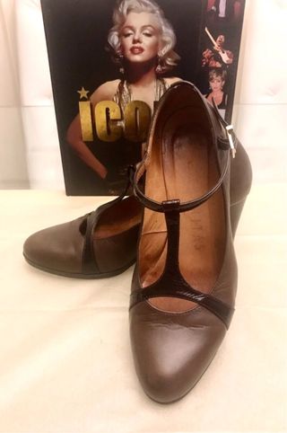 Zapatos piel salón pin up Mary Jane vintage T bar