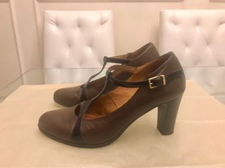 Zapatos piel salón pin up Mary Jane vintage T bar