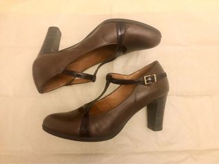 Zapatos piel salón pin up Mary Jane vintage T bar