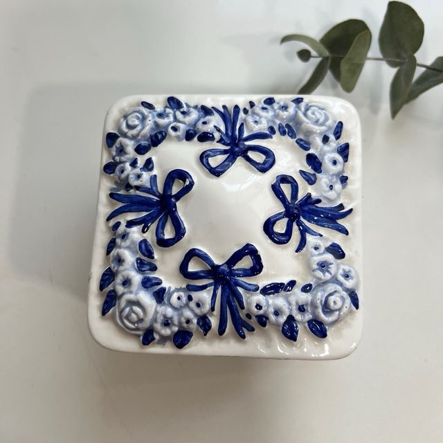 CAJA JOYERO LAZOS AZULES