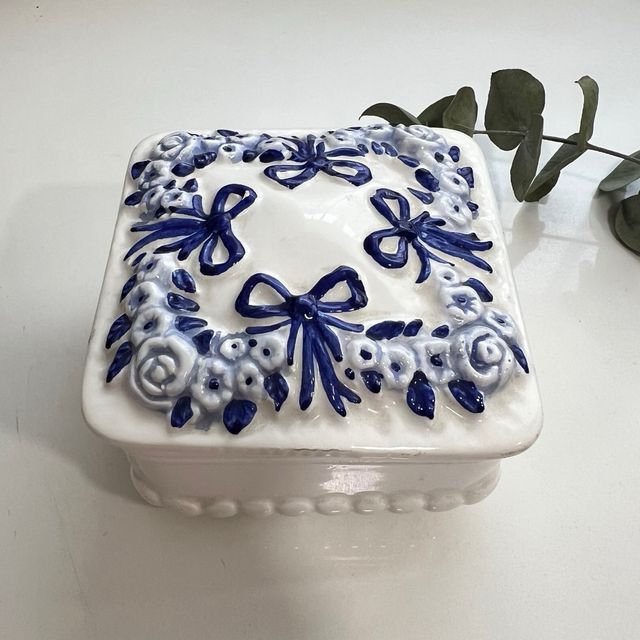 CAJA JOYERO LAZOS AZULES