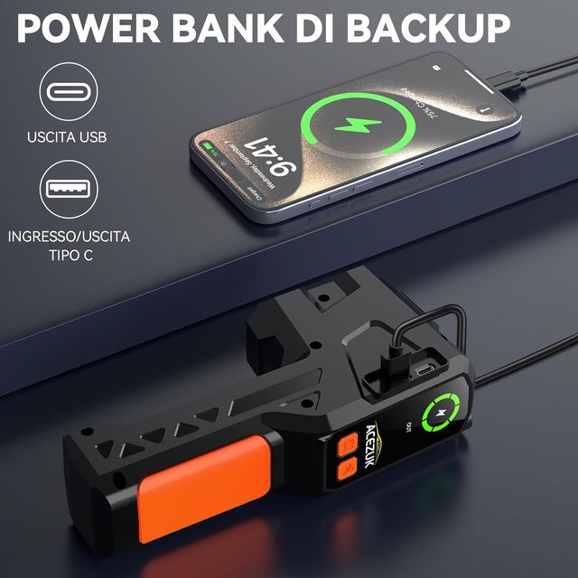 Avviatore Batteria e Pompa d'aria Elettrica 5000A 