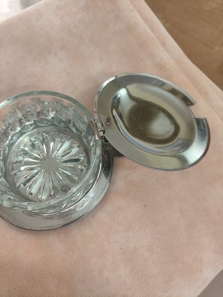 Azucarero vintage cristal y acero inoxid