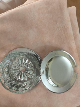 Azucarero vintage cristal y acero inoxid