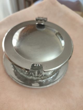 Azucarero vintage cristal y acero inoxid