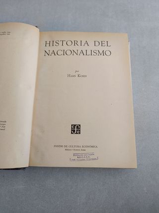 Historia del Nacionalismo. Hans Kohn