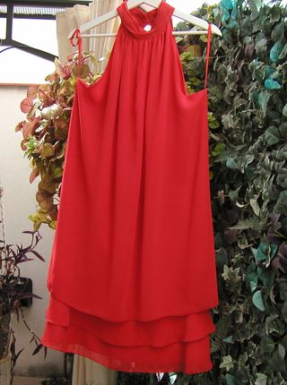 Vestido coctel vintage gasa cuello halter Talla 48
