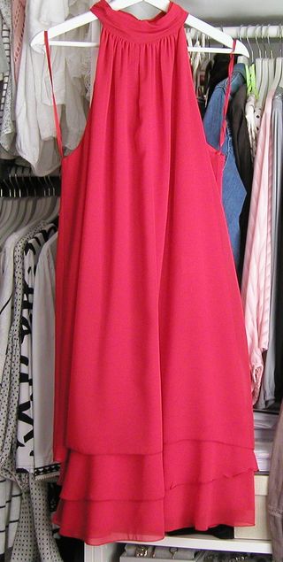 Vestido coctel vintage gasa cuello halter Talla 48