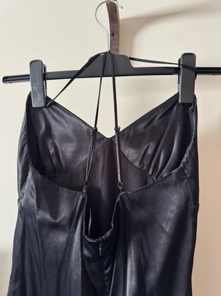 Vestido de flecos negro Zara