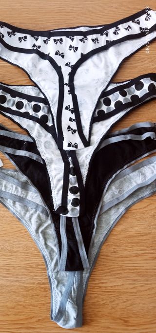 2 tangas XS grises y rosas