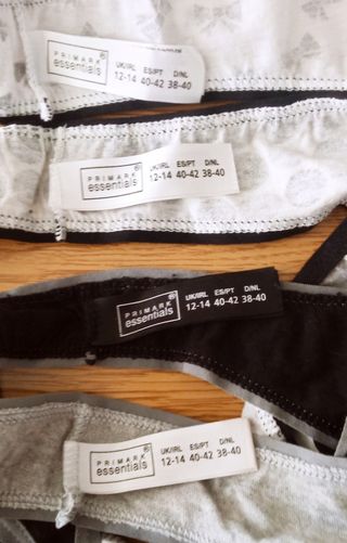 2 tangas XS grises y rosas