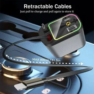 Cargador de coche retráctil 4 en 1 con proyector 