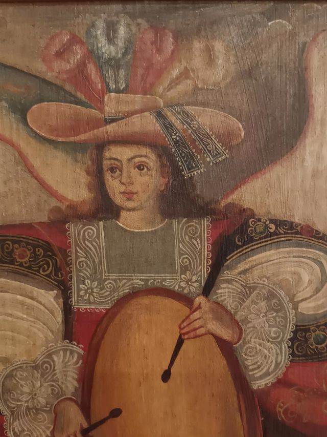 Cuadro Óleo Ángel arcabucero Escuela Cusqueña