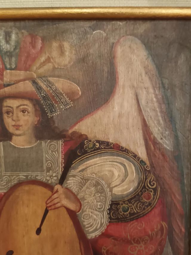 Cuadro Óleo Ángel arcabucero Escuela Cusqueña