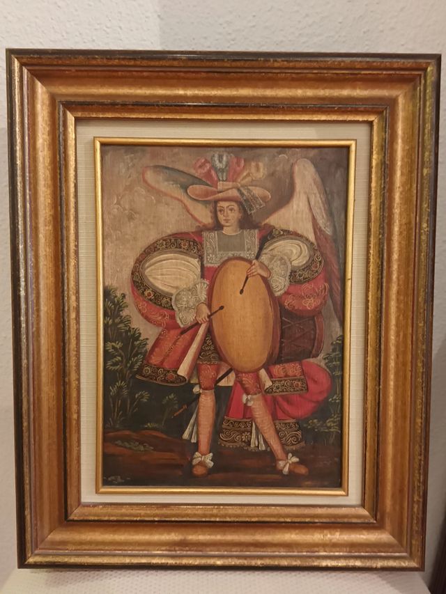 Cuadro Óleo Ángel arcabucero Escuela Cusqueña