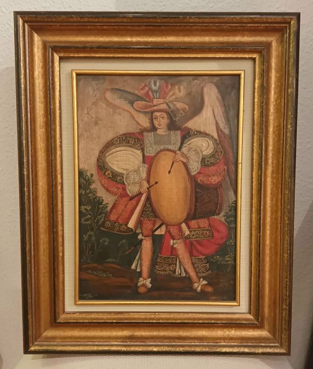 Cuadro Óleo Ángel arcabucero Escuela Cusqueña