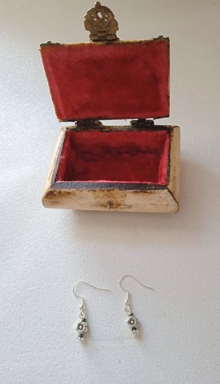 Pendientes colgantes flores plata 925