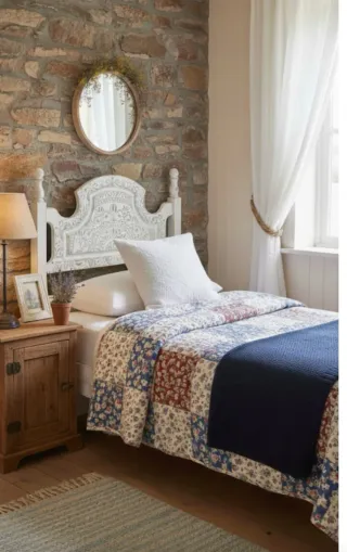 Cabecero pino macizo decorado