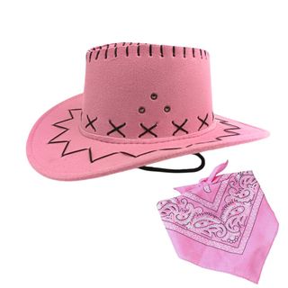 Sombrero Vaquera con pañuelo Western Rosa Adulto