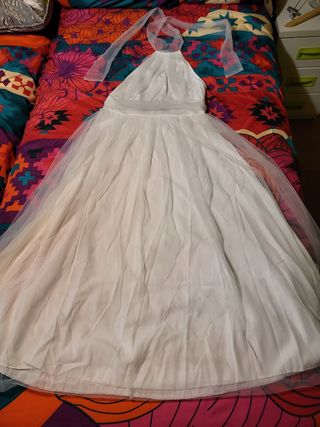 Vestido blanco fiesta o boda, talla M