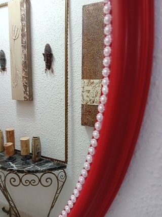 Specchio vintage vintage ovale rosso