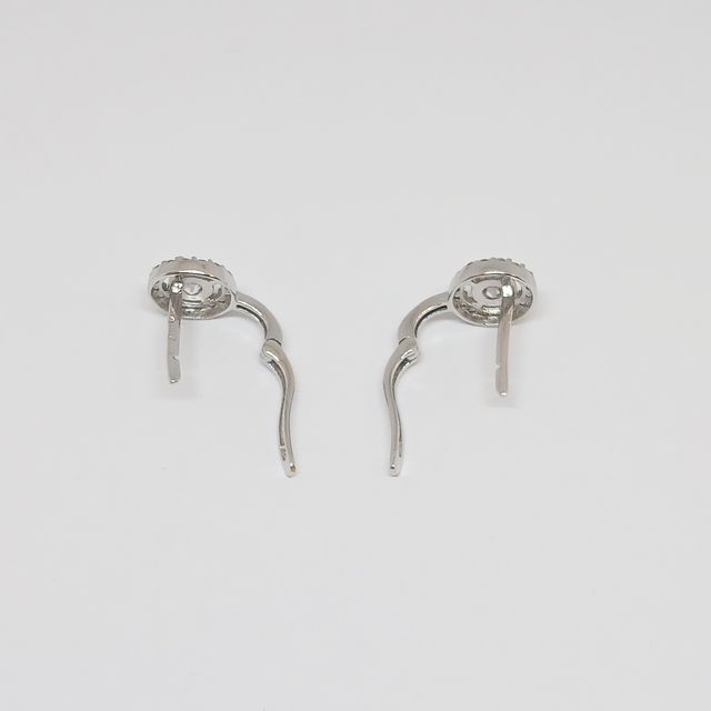 Pendientes Oro Blanco 14k Rosetón Circonitas