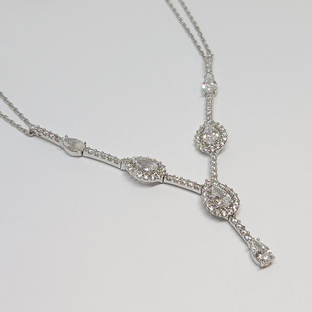 Conjunto Oro Blanco 14k Rosetones Circonitas