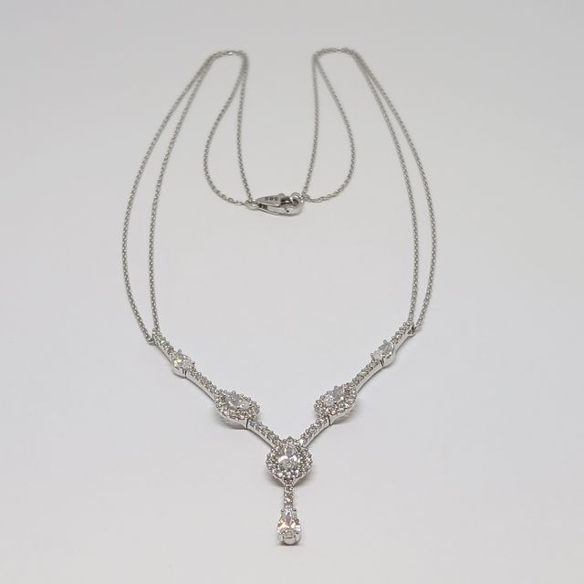 Conjunto Oro Blanco 14k Rosetones Circonitas