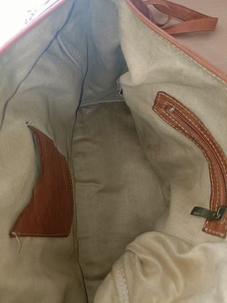 Bolso cuero lavado, artesanal,muy bueno.