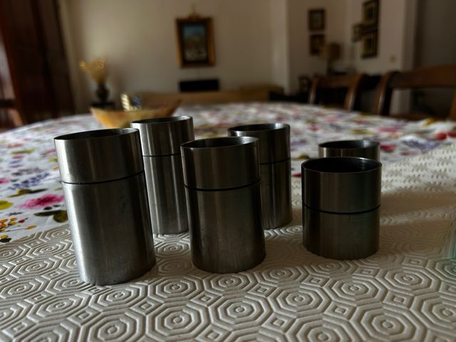 Set N.6 portacandele in acciaio 3 dimensioni