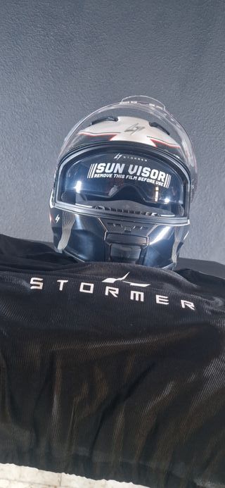 Casco STORMER ZS 1001 Blanco-Rojo Brillo.ECE 22.06