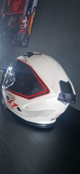 Casco STORMER ZS 1001 Blanco-Rojo Brillo.ECE 22.06
