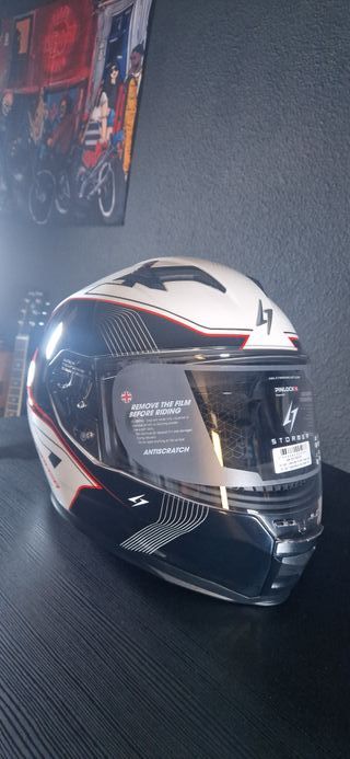 Casco STORMER ZS 1001 Blanco-Rojo Brillo.ECE 22.06