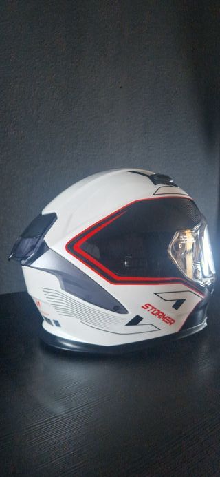 Casco STORMER ZS 1001 Blanco-Rojo Brillo.ECE 22.06