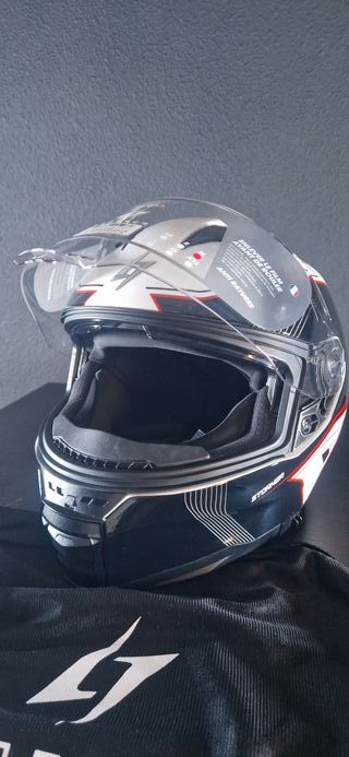 Casco STORMER ZS 1001 Blanco-Rojo Brillo.ECE 22.06