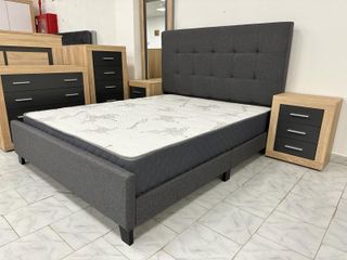 CAMA DE TELA GRIS NUEVA DE 135X190